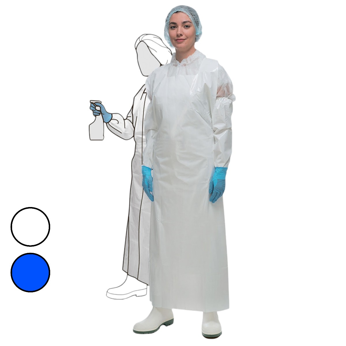 Фартук HАСCPER Uretex, 150 мкм, 1500х830мм, белый