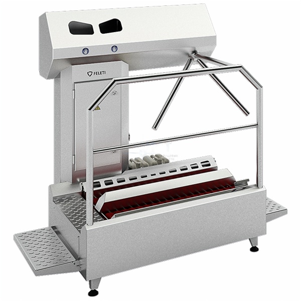 Проходная машина для мойки подошв обуви с дезинфектором для рук и турникетом